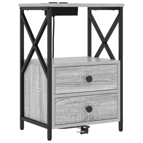 vidaXL Nachtkastje met lade Grijs Sonoma 40 x 31 x 60 cm Bewerkt hout afbeelding2 - 1