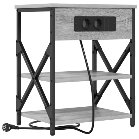 vidaXL Nachtkastje met plank Grijs Sonoma 41 x 31 x 51 cm Bewerkt hout afbeelding2 - 1