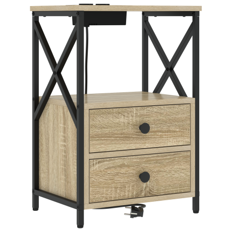 vidaXL Nachtkastje met lade Sonoma Eiken 40 x 31 x 60 cm Bewerkt hout afbeelding2 - 1