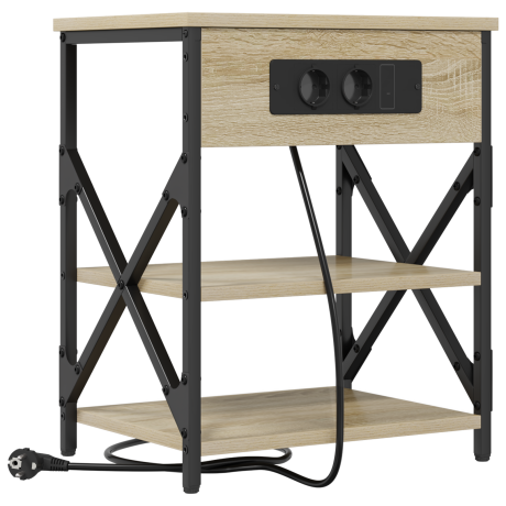 vidaXL Nachtkastje met plank Sonoma Eiken 41 x 31 x 51 cm Bewerkt hout afbeelding2 - 1