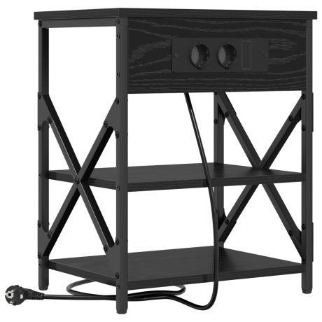 vidaXL Nachtkastje met plank Zwart Eiken 41 x 31 x 51 cm Bewerkt hout afbeelding2 - 1