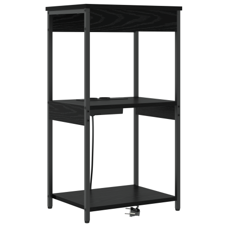 vidaXL Nachtkastje met plank Zwart Eiken 41 x 31 x 76 cm Bewerkt hout afbeelding2 - 1