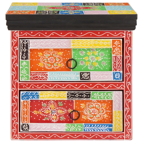 vidaXL Nachtkastje Multicolor 40x30x40 cm Massief Mangohout afbeelding2 - 1