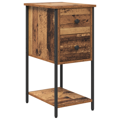 vidaXL Nachtkastje Oud hout 32 x 42 x 70 cm Ijzer en spaanderplaat afbeelding2 - 1