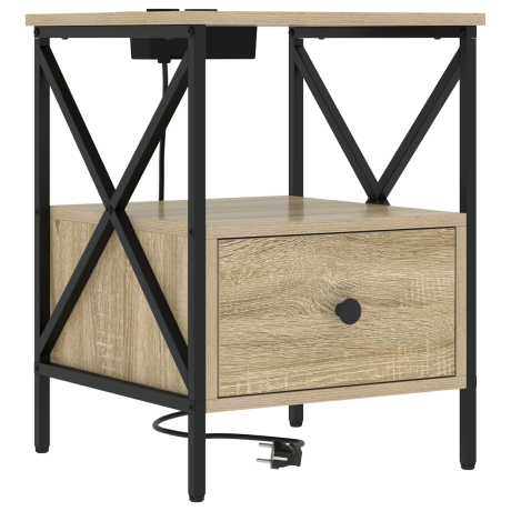 vidaXL Nachtkastje Sonoma Eiken 41,5 x 40,5 x 55 cm Bewerkt hout afbeelding2 - 1