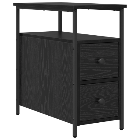 vidaXL Nachtkastje Zwart eiken 30 x 60 x 60 cm Ijzer en spaanderplaat afbeelding2 - 1