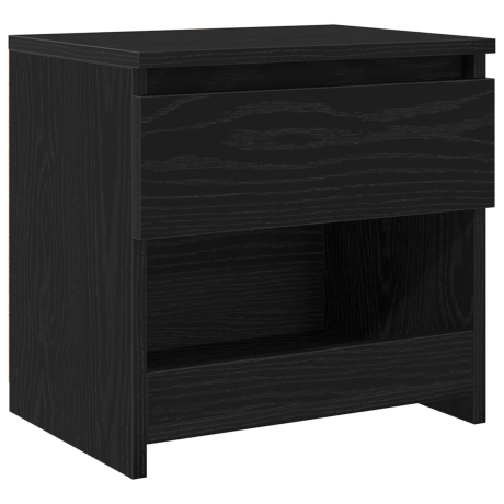 vidaXL Nachtkastje met lade Zwart Eiken 40 x 30 x 39 cm Bewerkt hout afbeelding2 - 1