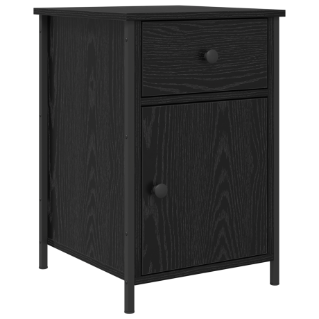 vidaXL Nachtkastje met lade Zwart Eiken 40 x 42 x 60 cm Bewerkt hout afbeelding2 - 1