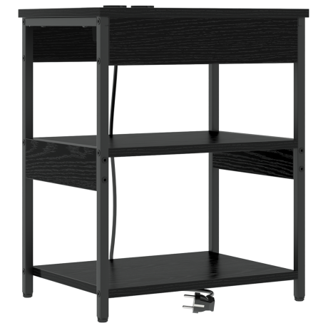 vidaXL Nachtkastje Zwart Eiken 41 x 31 x 51 cm Bewerkt hout afbeelding2 - 1