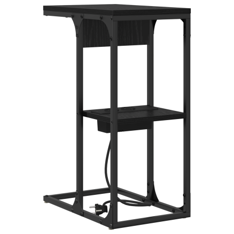 vidaXL Nachtkastje Zwart eiken 41.5 x 26 x 60.5 cm Bewerkt hout afbeelding2 - 1