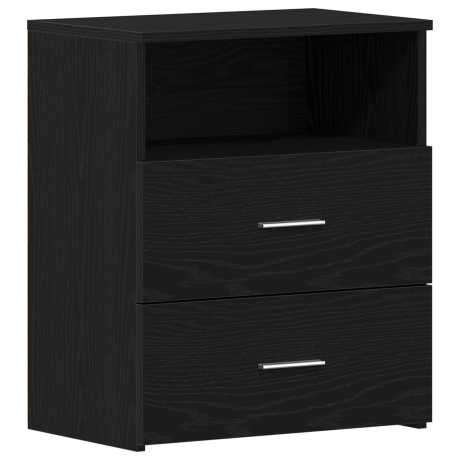 vidaXL Nachtkastje met lade Zwart Eiken 50 x 32 x 60cm Bewerkt hout afbeelding2 - 1