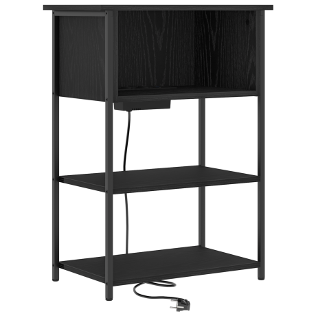 vidaXL Nachtkastje Zwart Eiken 55 x 31 x 76 cm Bewerkt hout afbeelding2 - 1