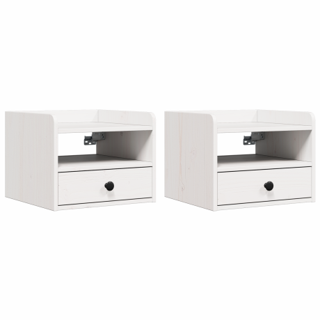 vidaXL Nachtkastjes 2 pcs Wit 38 x 36 x 29.5 cm Massief grenenhout afbeelding2 - 1