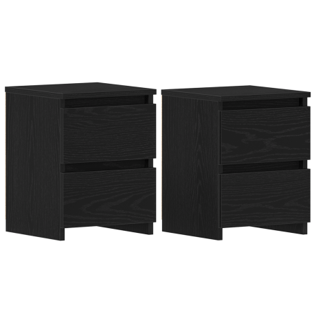 vidaXL Nachtkastje 2 pcs Zwart Eiken 30 x 30 x 40 cm Bewerkt hout afbeelding2 - 1