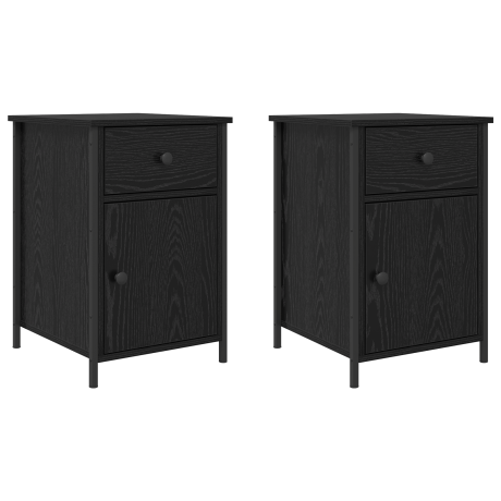 vidaXL Nachtkastje 2 pcs Zwart Eiken 40 x 42 x 60 cm Bewerkt hout afbeelding2 - 1