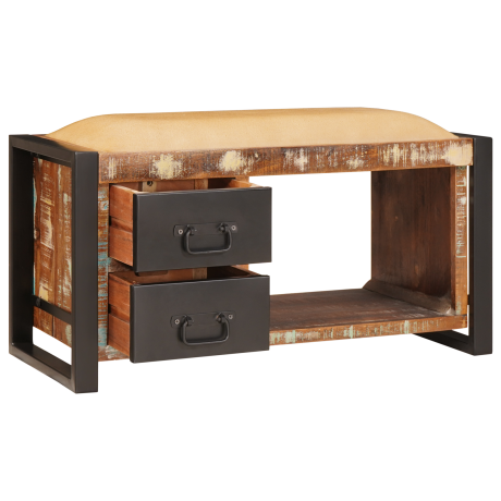 vidaXL Opbergbank Kleurig 80x35x40 cm Massief Gerecycled Hout afbeelding2 - 1