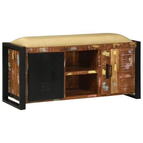 vidaXL Opbergbank Multikleur 100x35x50 cm Massief Gerecycled Hout afbeelding2 - 1