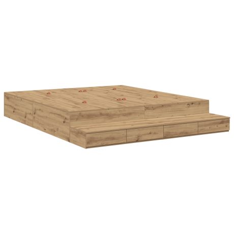 vidaXL Opbergbedframe Artisan Eiken 200x200 cm afbeelding2 - 1