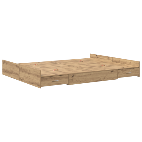 vidaXL Opbergbedframe met lade Artisan Eiken 160 x 200 cm Bewerkt hout afbeelding2 - 1