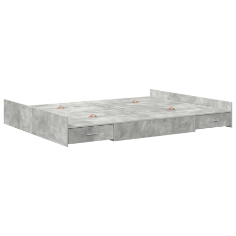 vidaXL Opbergbedframe met lade Beton Grijs 135 x 190 cm Bewerkt hout afbeelding2 - 1