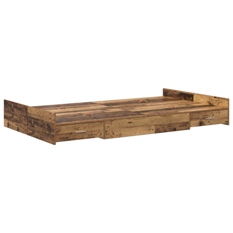 vidaXL Opbergbedframe met lade Oud Hout 120 x 200 cm Bewerkt hout afbeelding2 - 1