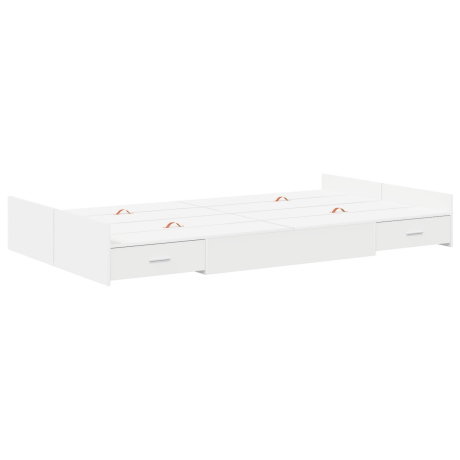 vidaXL Opbergbedframe met hoofdeinde Wit 120 x 200 cm Bewerkt hout afbeelding2 - 1