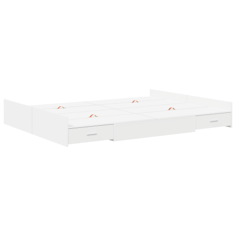 vidaXL Opbergbedframe met hoofdeinde Wit 140 x 190 cm Bewerkt hout afbeelding2 - 1