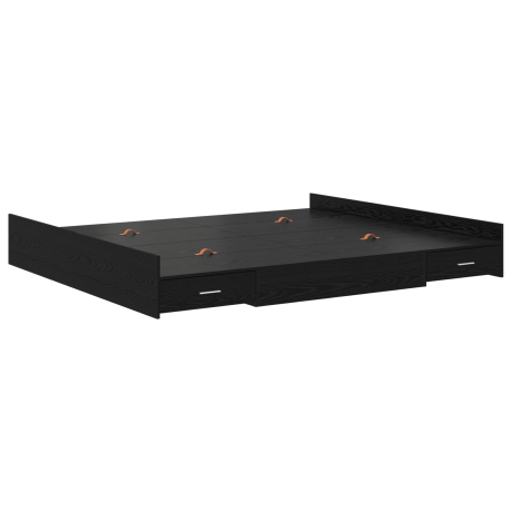 vidaXL Opbergbedframe met lade Zwart Eiken 180 x 200 cm Bewerkt hout afbeelding2 - 1