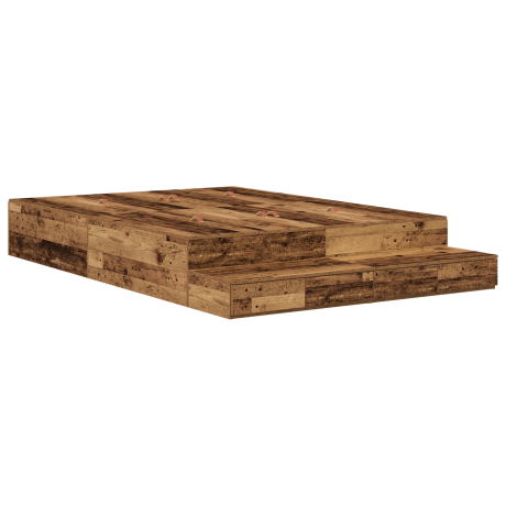 vidaXL Opbergbedframe met lade met opslag Oud Hout 150 cm Bewerkt hout afbeelding2 - 1