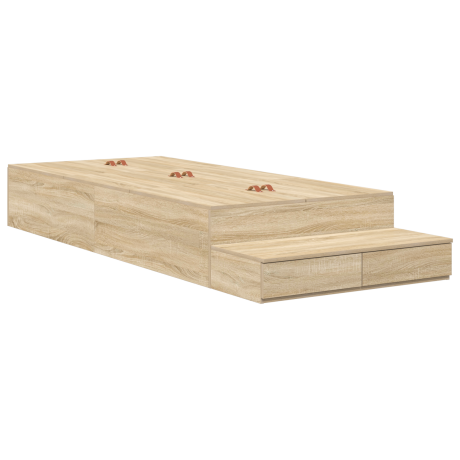 vidaXL Opbergbedframe met lade Sonoma Eiken 80 cm Bewerkt hout afbeelding2 - 1