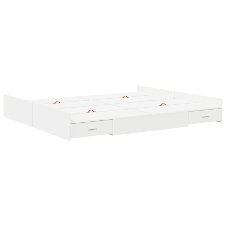 vidaXL Opbergbedframe met hoofdeinde Wit 200 x 200 cm Bewerkt hout afbeelding2 - 1