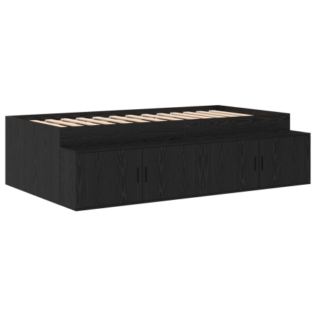 vidaXL Opbergbedframe Zwart Eiken 90x200 cm afbeelding2 - 1