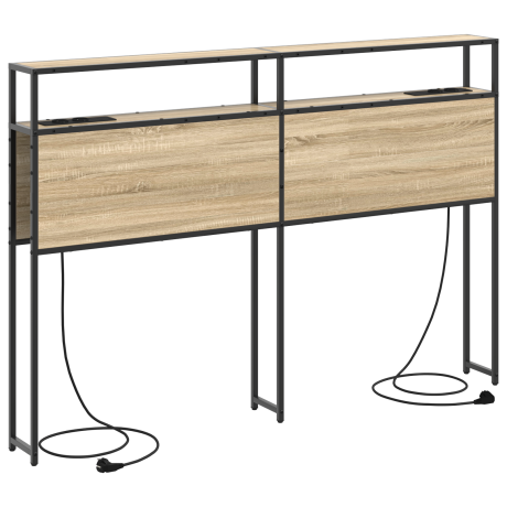 vidaXL Opberghoofdbord met hoofdeinde met opslag Sonoma eiken 140 cm Bewerkt hout afbeelding2 - 1