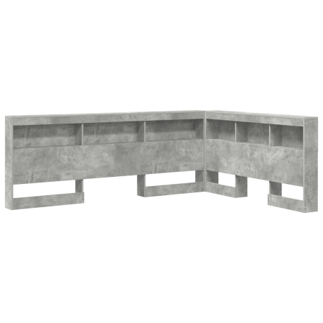 vidaXL Opberghoofdbord met plank met hoofdeinde met opslag Betongrijs 150 cm Melamine afbeelding2 - 1