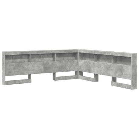 vidaXL Opberghoofdbord met plank Beton Grijs 200 cm Bewerkt hout afbeelding2 - 1