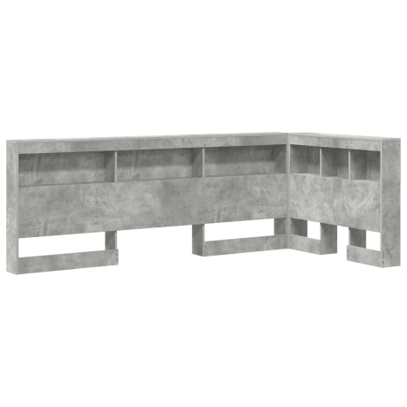 vidaXL Opberghoofdbord met plank Beton Grijs 80 cm Bewerkt hout afbeelding2 - 1