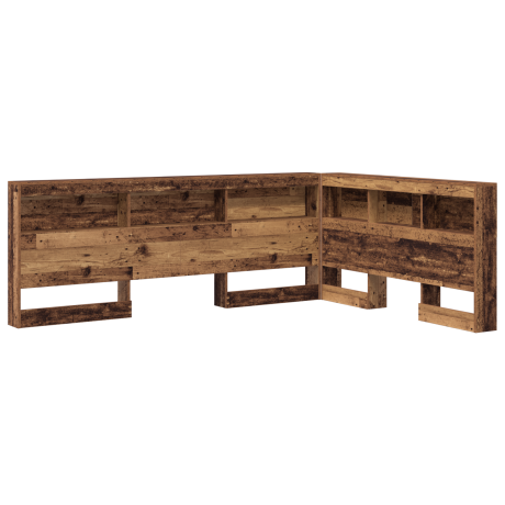 vidaXL Opberghoofdbord met plank met hoofdeinde met opslag Oud hout 160 cm Bewerkt hout afbeelding2 - 1