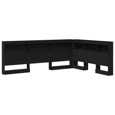 vidaXL Opberghoofdbord met plank Zwart Eiken 135 cm Bewerkt hout afbeelding2 - 1