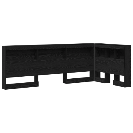 vidaXL Opberghoofdbord met plank Zwart Eiken 80 cm Bewerkt hout afbeelding2 - 1