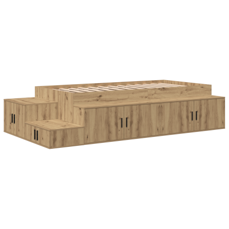 vidaXL Opbergbedframe met opslag Artisan Eiken 75 cm Bewerkt hout afbeelding2 - 1