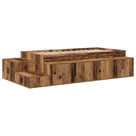 vidaXL Opbergbedframe Oud hout 234 x 103 x 53.5 cm Bewerkt hout afbeelding2 - 1