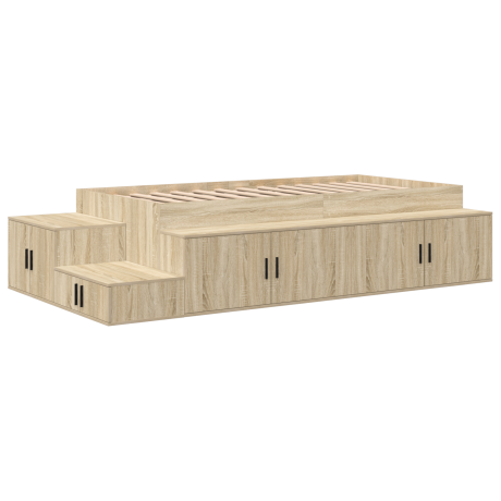 vidaXL Opbergbedframe met opslag Sonoma Eiken 75 cm Bewerkt hout afbeelding2 - 1