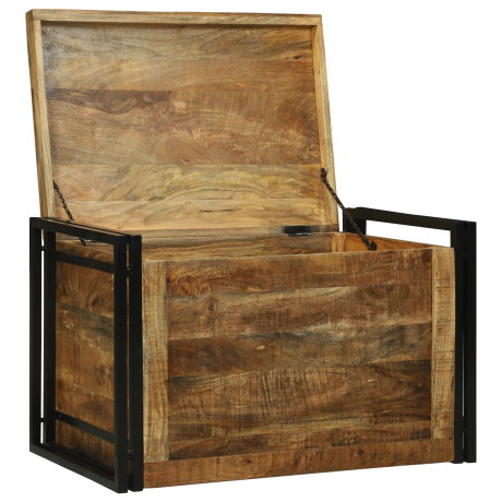 vidaXL Opslagbox 80x50x50 cm Massief Ruw Mango Hout afbeelding2 - 1
