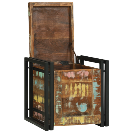 vidaXL Opslagdoos Meerkleurig 40 x 40 x 40 cm Massief acaciahout afbeelding2 - 1