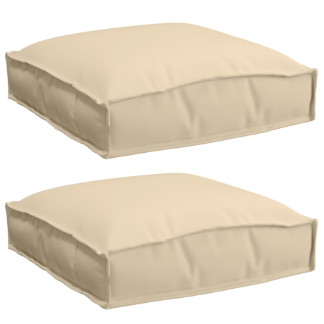 vidaXL Palletkussens 2 st zitting 40x40x8 cm oxford stof beige afbeelding2 - 1