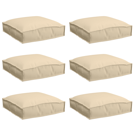 vidaXL Palletkussens 6 st zitting 40x40x8 cm oxford stof beige afbeelding2 - 1