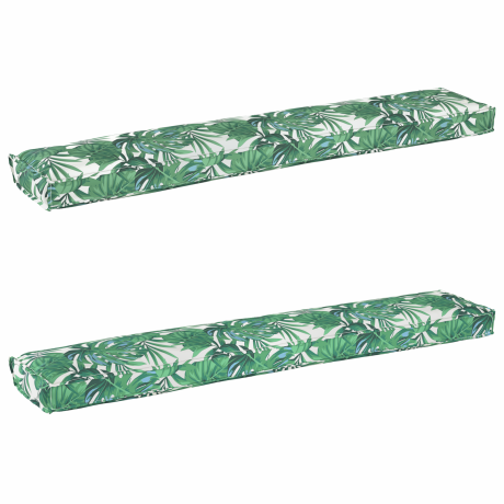 vidaXL Palletkussens voor Bank 2 stuks met Bladpatroon 200x40x8 cm Oxford Stof afbeelding2 - 1