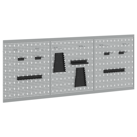 vidaXL Pegboards 3 st met 15 accessoires 50x60 cm staal grijs afbeelding2 - 1