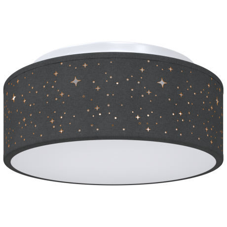 vidaXL Plafondlamp met sterrenlampscherm Ø 30 cm E27 stof zwart afbeelding2 - 1