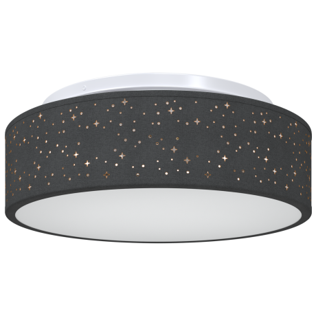 vidaXL Plafondlamp met sterrenlampscherm Ø 38 cm E27 stof zwart afbeelding2 - 1